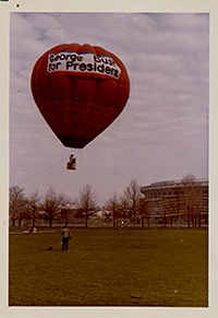 Hot air balloon flown over Point State Park during the 1980 Pennsylvania Presidential Primary, 1980.