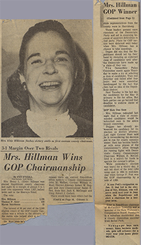 Newspaper clipping reporting Elsie's election as County Chair, 1967. (Copyright: Pittsburgh Post-Gazette)