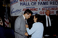 Elsie Hillman with Tom Ridge at a Ridge for US Congress campaign event, 1990.